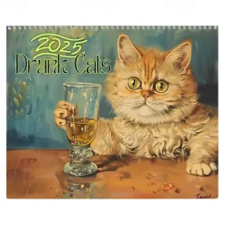 2025 Wall Calendars, Funny Drunk Cats Calendar 2025, 2025 Cat Monthly Wall Calendar for Cat Lover - 8.5 X 11 Inches