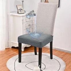 100% Waterproof Chair Seat Covers for Dining Room Chairs 1 Pcs, High Back Dining Chair Cover Stretch Jacquard Chair Seat Slipcovers Protector Removable and Washable Kitchen