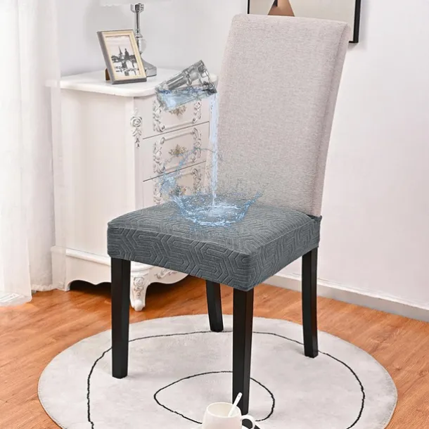 100% Waterproof Chair Seat Covers for Dining Room Chairs 1 Pcs, High Back Dining Chair Cover Stretch Jacquard Chair Seat Slipcovers Protector Removable and Washable Kitchen