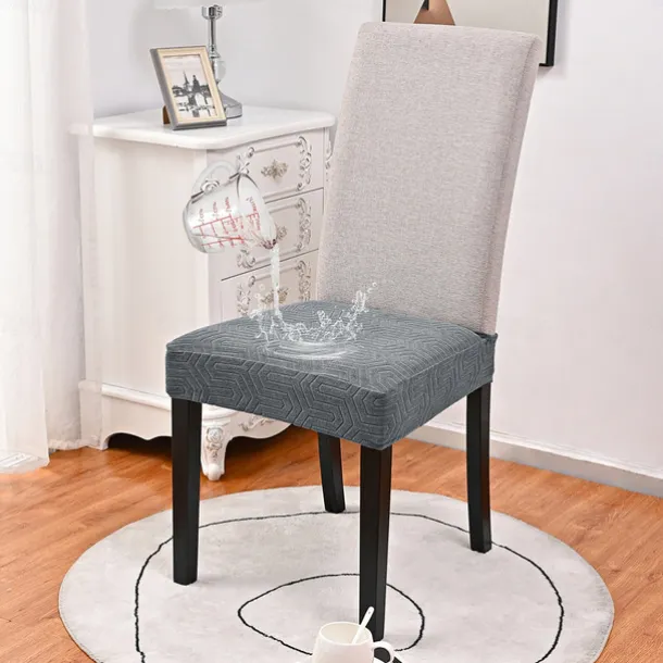 100% Waterproof Chair Seat Covers for Dining Room Chairs 1 Pcs, High Back Dining Chair Cover Stretch Jacquard Chair Seat Slipcovers Protector Removable and Washable Kitchen