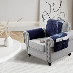 100% Waterproof Armrest Covers Backrest Set,Quilted Couch Arm Cover with One Side Pocket for 1/2/3 Recliner Seat Headrest Covers, Non-Slip Furniture Protector for Sofa Recliner Chair