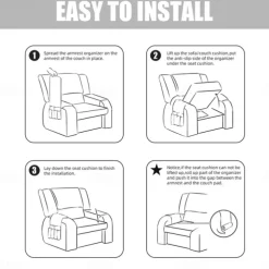 100% Waterproof Armrest Covers Backrest Set,Quilted Couch Arm Cover with One Side Pocket for 1/2/3 Recliner Seat Headrest Covers, Non-Slip Furniture Protector for Sofa Recliner Chair