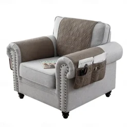 100% Waterproof Armrest Covers Backrest Set,Quilted Couch Arm Cover with One Side Pocket for 1/2/3 Recliner Seat Headrest Covers, Non-Slip Furniture Protector for Sofa Recliner Chair