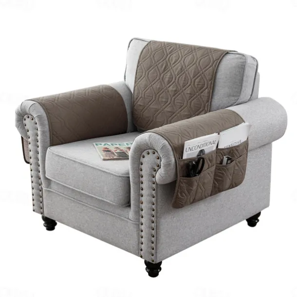 100% Waterproof Armrest Covers Backrest Set,Quilted Couch Arm Cover with One Side Pocket for 1/2/3 Recliner Seat Headrest Covers, Non-Slip Furniture Protector for Sofa Recliner Chair