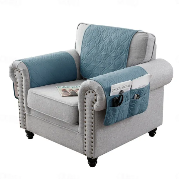 100% Waterproof Armrest Covers Backrest Set,Quilted Couch Arm Cover with One Side Pocket for 1/2/3 Recliner Seat Headrest Covers, Non-Slip Furniture Protector for Sofa Recliner Chair