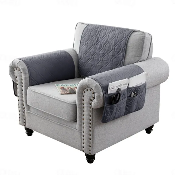 100% Waterproof Armrest Covers Backrest Set,Quilted Couch Arm Cover with One Side Pocket for 1/2/3 Recliner Seat Headrest Covers, Non-Slip Furniture Protector for Sofa Recliner Chair