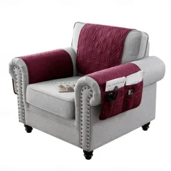 100% Waterproof Armrest Covers Backrest Set,Quilted Couch Arm Cover with One Side Pocket for 1/2/3 Recliner Seat Headrest Covers, Non-Slip Furniture Protector for Sofa Recliner Chair