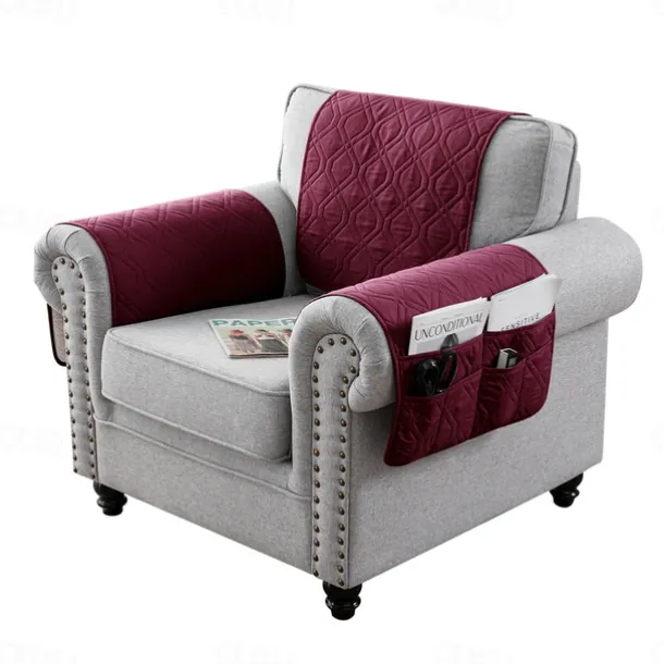 100% Waterproof Armrest Covers Backrest Set,Quilted Couch Arm Cover with One Side Pocket for 1/2/3 Recliner Seat Headrest Covers, Non-Slip Furniture Protector for Sofa Recliner Chair