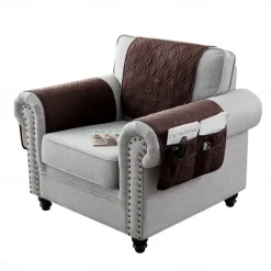 100% Waterproof Armrest Covers Backrest Set,Quilted Couch Arm Cover with One Side Pocket for 1/2/3 Recliner Seat Headrest Covers, Non-Slip Furniture Protector for Sofa Recliner Chair