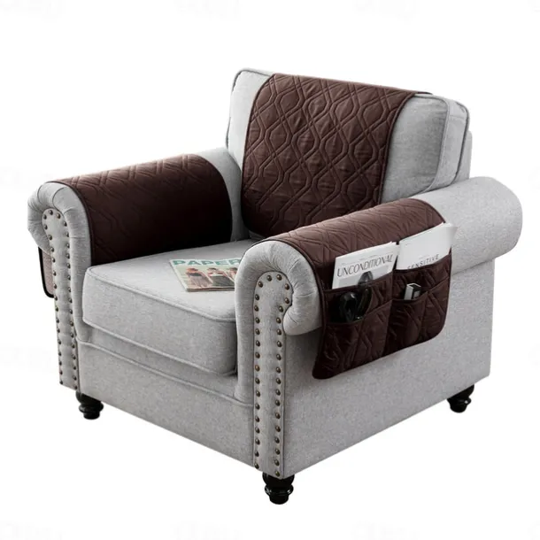 100% Waterproof Armrest Covers Backrest Set,Quilted Couch Arm Cover with One Side Pocket for 1/2/3 Recliner Seat Headrest Covers, Non-Slip Furniture Protector for Sofa Recliner Chair