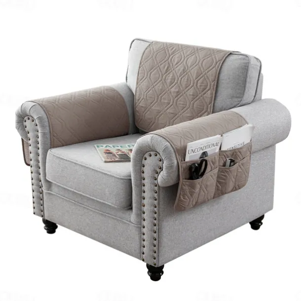 100% Waterproof Armrest Covers Backrest Set,Quilted Couch Arm Cover with One Side Pocket for 1/2/3 Recliner Seat Headrest Covers, Non-Slip Furniture Protector for Sofa Recliner Chair