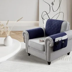 100% Waterproof Armrest Covers Backrest Set,Quilted Couch Arm Cover with One Side Pocket for 1/2/3 Recliner Seat Headrest Covers, Non-Slip Furniture Protector for Sofa Recliner Chair