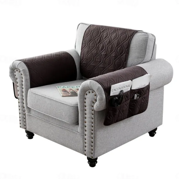 100% Waterproof Armrest Covers Backrest Set,Quilted Couch Arm Cover with One Side Pocket for 1/2/3 Recliner Seat Headrest Covers, Non-Slip Furniture Protector for Sofa Recliner Chair