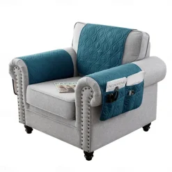 100% Waterproof Armrest Covers Backrest Set,Quilted Couch Arm Cover with One Side Pocket for 1/2/3 Recliner Seat Headrest Covers, Non-Slip Furniture Protector for Sofa Recliner Chair