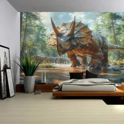 A Forest Dinosaurs Tapestry Wall Art Large Tapestry Mural Decor Photograph Backdrop Blanket Curtain Home Bedroom Living Room Decoration