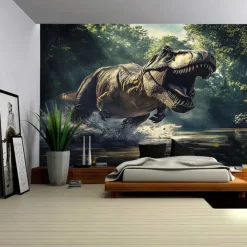 A Forest Dinosaurs Tapestry Wall Art Large Tapestry Mural Decor Photograph Backdrop Blanket Curtain Home Bedroom Living Room Decoration