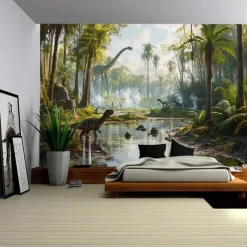 A Forest Dinosaurs Tapestry Wall Art Large Tapestry Mural Decor Photograph Backdrop Blanket Curtain Home Bedroom Living Room Decoration
