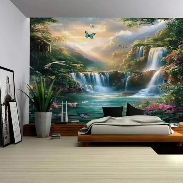 A forest plant animal flowing scenery hanging tapestry mural art large tapestry mural decoration photo background carpet curtain home bedroom living room decoration
