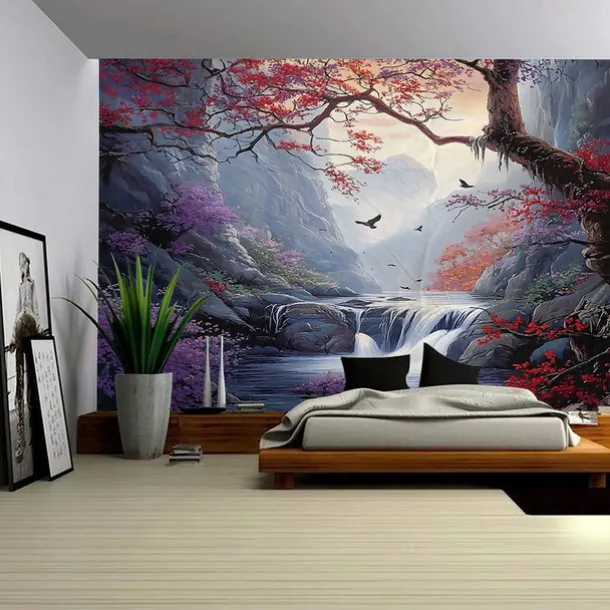 A forest plant animal flowing scenery hanging tapestry mural art large tapestry mural decoration photo background carpet curtain home bedroom living room decoration