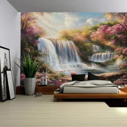A forest plant animal flowing scenery hanging tapestry mural art large tapestry mural decoration photo background carpet curtain home bedroom living room decoration