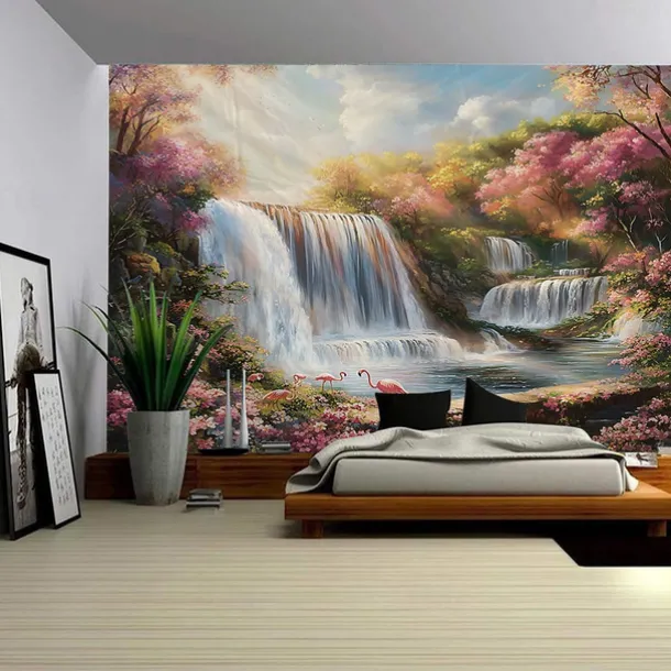 A forest plant animal flowing scenery hanging tapestry mural art large tapestry mural decoration photo background carpet curtain home bedroom living room decoration