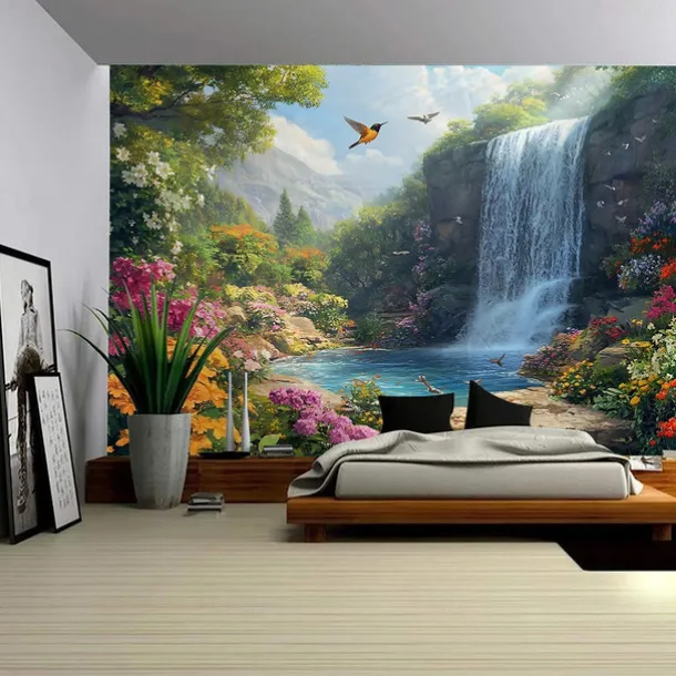 A forest plant animal flowing scenery hanging tapestry mural art large tapestry mural decoration photo background carpet curtain home bedroom living room decoration