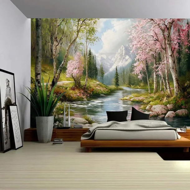 A forest plant animal flowing scenery hanging tapestry mural art large tapestry mural decoration photo background carpet curtain home bedroom living room decoration
