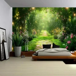 A Garden Plant Path Landscape Hanging Tapestry Mural Art Large Tapestry Mural Decoration Photo Background Carpet Curtain Home Bedroom Living Room Decoration