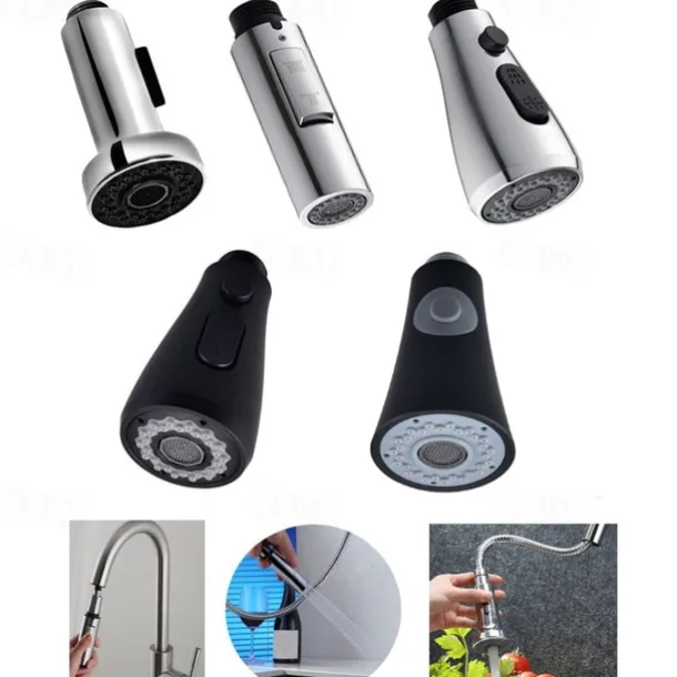 ABS Pull out Kitchen Shower Pull Out Sprayer Kitchen Faucet Replacement Shower Spray Head Chrome Finish