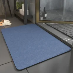 Absorbent Bath Mat Non-slip, Diatomaceous Rubber Non Slip Quick Dry Super Absorbent Thin Bathroom Rugs Fit Under Door-Washable Bathroom Floor Mats-Shower Rug for in Front of Bathtub, Shower