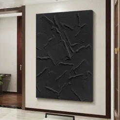 Abstract 3D black oil painting handmade Wabi sabi oil painting handmade Wall Art 3D Abstract Painting on Canvas Beige Texture OIL PAINTING Wall Art Neutral Abstract Wall Art Boho Wal Decor