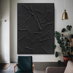 Abstract 3D black oil painting handmade Wabi sabi oil painting handmade Wall Art 3D Abstract Painting on Canvas Beige Texture OIL PAINTING Wall Art Neutral Abstract Wall Art Boho Wal Decor