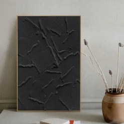 Abstract 3D black oil painting handmade Wabi sabi oil painting handmade Wall Art 3D Abstract Painting on Canvas Beige Texture OIL PAINTING Wall Art Neutral Abstract Wall Art Boho Wal Decor