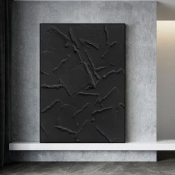 Abstract 3D black oil painting handmade Wabi sabi oil painting handmade Wall Art 3D Abstract Painting on Canvas Beige Texture OIL PAINTING Wall Art Neutral Abstract Wall Art Boho Wal Decor