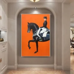 Abstract Horse Painting handmade famous oil painting hand painted Modern Fine Art Abstract Animal Painting Gray Wall Art Palette Knife Artwork painting Animalistic Decor for Living Room decoration