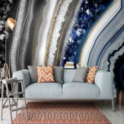 Abstract Marble Gold 3D Wallpaper Wall Mural Roll Peel and Stick Removable PVC/Vinyl Material Self Adhesive/Adhesive Required Wall Decor for Living Room Kitchen Bathroom