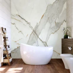 Abstract Marble Wallpaper Mural White Marble Wall Covering Sticker Peel and Stick Removable PVC/Vinyl Material Self Adhesive/Adhesive Required Wall Decor for Living Room, Kitchen, Bathroom