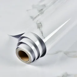 Abstract Marble Wallpaper Mural White Marble Wall Covering Sticker Peel and Stick Removable PVC/Vinyl Material Self Adhesive Wall Decor 300x60cm/118.1x23.62in for Living Room, Kitchen, Bathroom