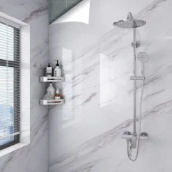 Abstract Marble Wallpaper Mural White Marble Wall Covering Sticker Peel and Stick Removable PVC/Vinyl Material Self Adhesive Wall Decor 300x60cm/118.1x23.62in for Living Room, Kitchen, Bathroom