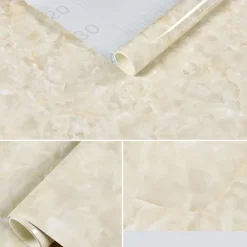 Abstract Marble Wallpaper Mural White Marble Wall Covering Sticker Peel and Stick Removable PVC/Vinyl Material Self Adhesive Wall Decor 300x60cm/118.1x23.62in for Living Room, Kitchen, Bathroom