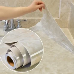 Abstract Marble Wallpaper Mural White Marble Wall Covering Sticker Peel and Stick Removable PVC/Vinyl Material Self Adhesive Wall Decor 300x60cm/118.1x23.62in for Living Room, Kitchen, Bathroom