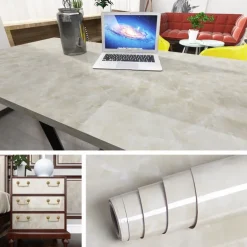 Abstract Marble Wallpaper Mural White Marble Wall Covering Sticker Peel and Stick Removable PVC/Vinyl Material Self Adhesive Wall Decor 300x60cm/118.1x23.62in for Living Room, Kitchen, Bathroom