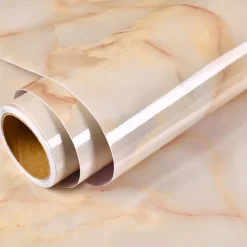 Abstract Marble Wallpaper Mural White Marble Wall Covering Sticker Peel and Stick Removable PVC/Vinyl Material Self Adhesive Wall Decor 300x60cm/118.1x23.62in for Living Room, Kitchen, Bathroom