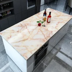 Abstract Marble Wallpaper Mural White Marble Wall Covering Sticker Peel and Stick Removable PVC/Vinyl Material Self Adhesive Wall Decor 300x60cm/118.1x23.62in for Living Room, Kitchen, Bathroom