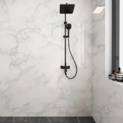 Abstract Marble Wallpaper Mural White Marble Wall Covering Sticker Peel and Stick Removable PVC/Vinyl Material Self Adhesive Wall Decor 300x60cm/118.1x23.62in for Living Room, Kitchen, Bathroom