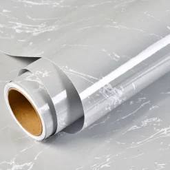 Abstract Marble Wallpaper Mural White Marble Wall Covering Sticker Peel and Stick Removable PVC/Vinyl Material Self Adhesive Wall Decor 300x60cm/118.1x23.62in for Living Room, Kitchen, Bathroom