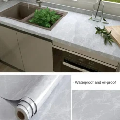 Abstract Marble Wallpaper Mural White Marble Wall Covering Sticker Peel and Stick Removable PVC/Vinyl Material Self Adhesive Wall Decor 300x60cm/118.1x23.62in for Living Room, Kitchen, Bathroom