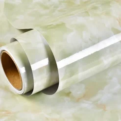 Abstract Marble Wallpaper Mural White Marble Wall Covering Sticker Peel and Stick Removable PVC/Vinyl Material Self Adhesive Wall Decor 300x60cm/118.1x23.62in for Living Room, Kitchen, Bathroom