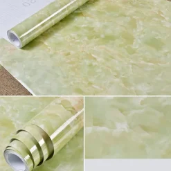 Abstract Marble Wallpaper Mural White Marble Wall Covering Sticker Peel and Stick Removable PVC/Vinyl Material Self Adhesive Wall Decor 300x60cm/118.1x23.62in for Living Room, Kitchen, Bathroom