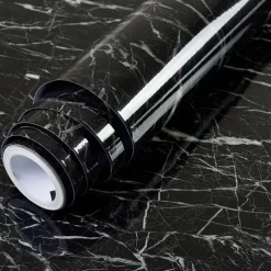 Abstract Marble Wallpaper Mural White Marble Wall Covering Sticker Peel and Stick Removable PVC/Vinyl Material Self Adhesive Wall Decor 300x60cm/118.1x23.62in for Living Room, Kitchen, Bathroom